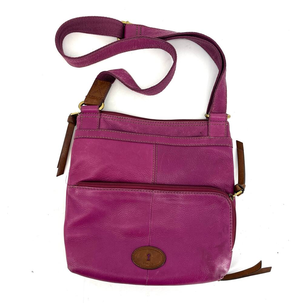 Fossil Vintage Square Pink Satchel Cross Body Shoulder Bag Pockets‎